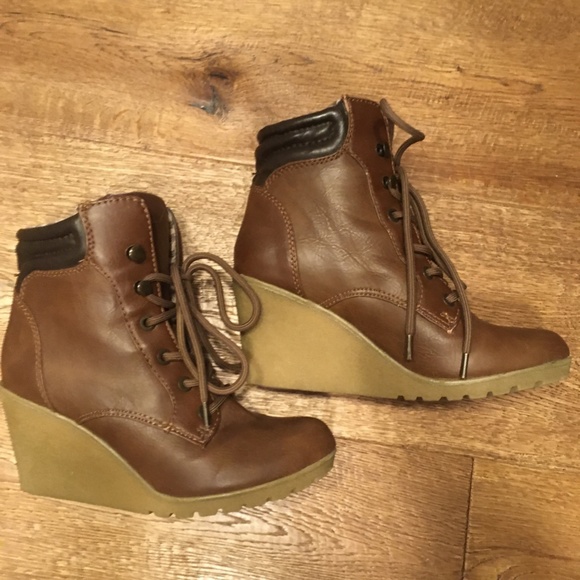 K Studio, Ankle boots, brown with checkered pattern inside, size 6 - Picture 2 of 5